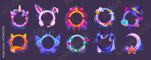 Game avatar frames with fantasy borders