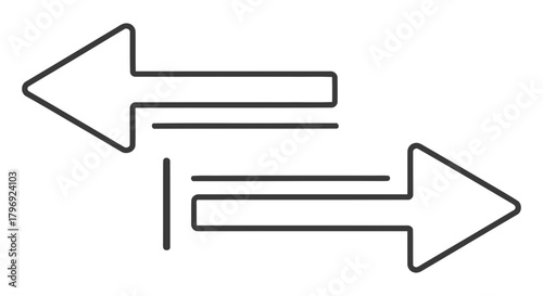 Directional Arrows Illustrating Forward and Backward Movement, Indicating Exchange, Exchange of Ideas, or the Concept of Interaction and Communication in a Dynamic Manner