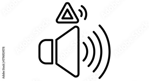 Alert Sound Icon Loudspeaker with Warning Signal for Notifications and Urgent Messages, Emphasizing Attention and Prompt Response