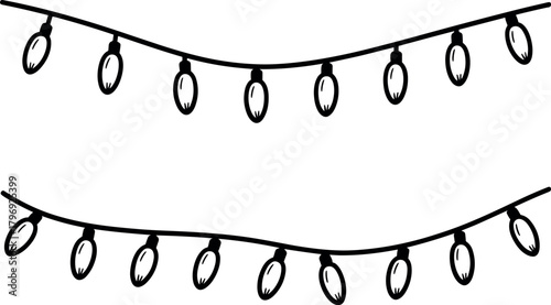 Black and white string lights vector graphic bulbs