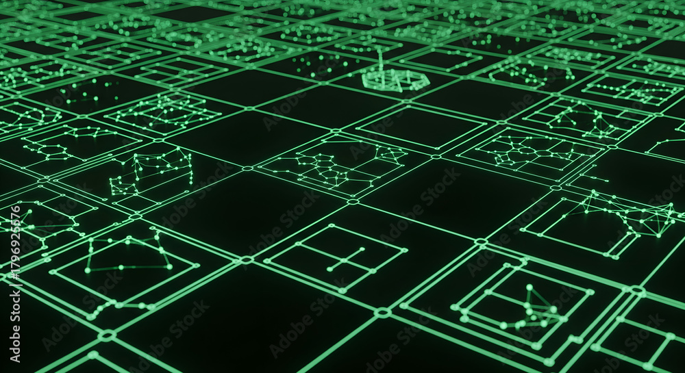 Fototapeta premium Sci-fi Green Grid Network Background