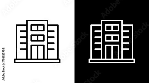 Office Building  White Icon Set Design