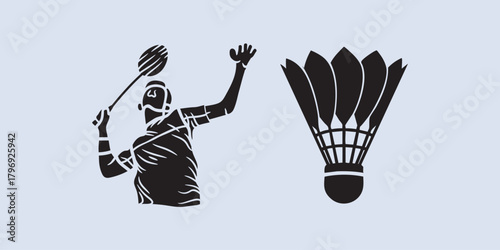 Badminton racket illustration — sports crock, shuttle game equipment, and athletic activity vector design