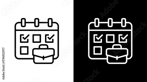 Work Schedule  White Icon Set Design