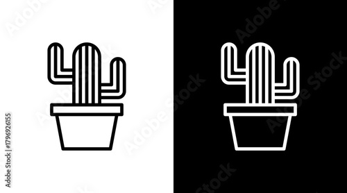 Office Plant  White Icon Set Design