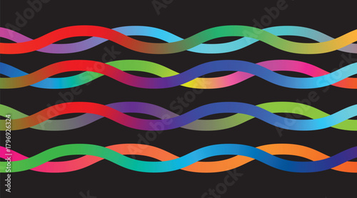 Colorful intertwining wavy lines abstract background design