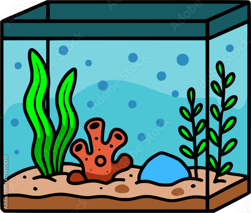 Minimalist vector illustration of modern fish tank