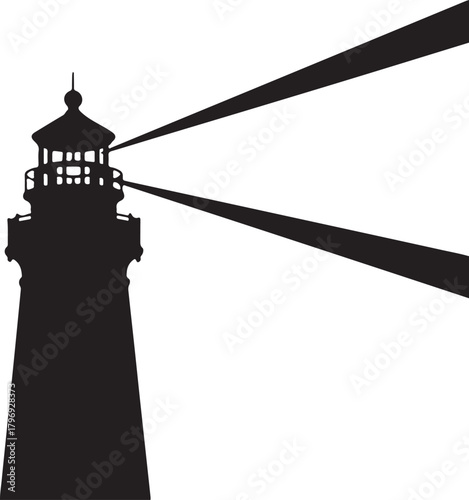Lighthouse Silhouette Vector – Nautical Beacon Illustration Symbolizing Guidance and Hope