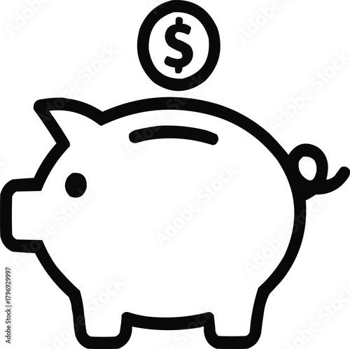 Piggy Bank Outline Icon Savings and Financial Planning Symbol