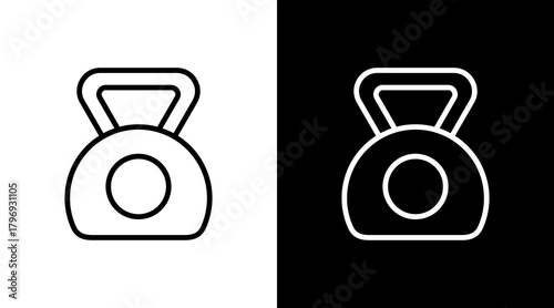 Kettlebell  White Icon Set Design
