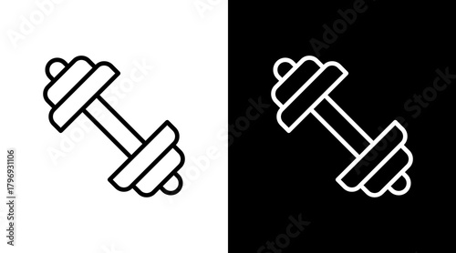Barbell  White Icon Set Design