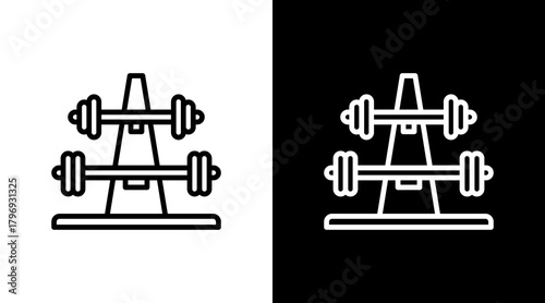 Barbell Rack  White Icon Set Design