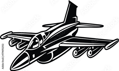Fighter Jet Aircraft Silhouette Vector Illustration Military Jet Plane Aviation Background High-Speed Fighter Jet Graphic Design Aerospace F-16 Fighter Jet Vector Air Force Jet Plane Silhouette for Re