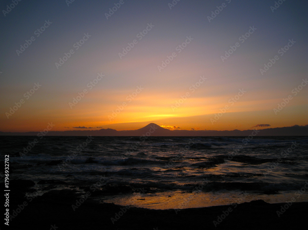 Naklejka premium 神奈川県 三浦半島の風景(富士山)