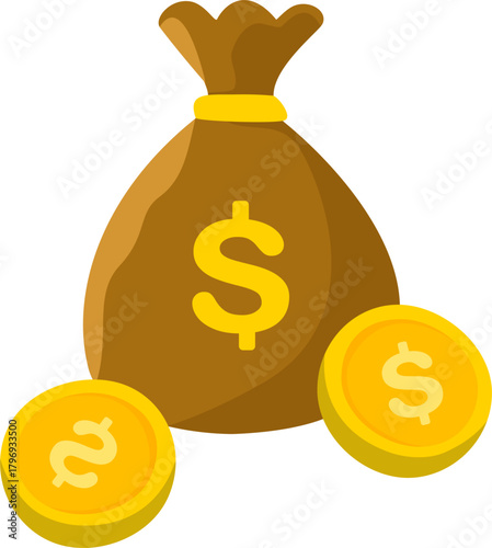 Investment and Wealth Concepts with Money Bag and Coins