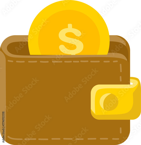 Wallet with Coin Symbolizing Savings and Financial Security