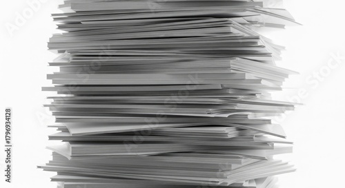 Tall Stack of White Paper Sheets pile