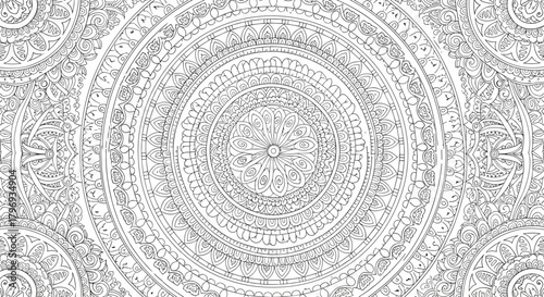 Intricate Circular Pattern with Geometric Designs and Symbolic Elements