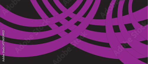 Retro abstract striped purple design in a black background.