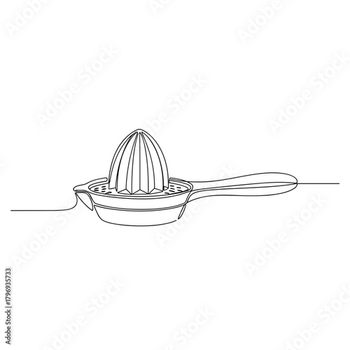 Citrus juicer in continuous line art style on white background