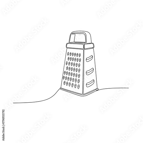 Box cheese grater in continuous line art style on white background