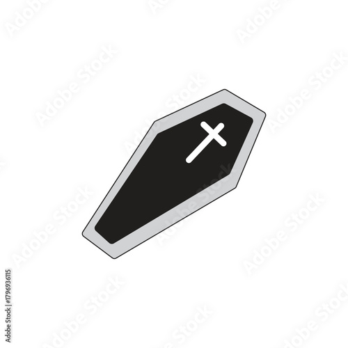 Coffin with cross icon halloween illustration 