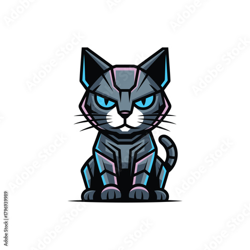 Sleek Robo Cat Avatar Mascot Logo Design