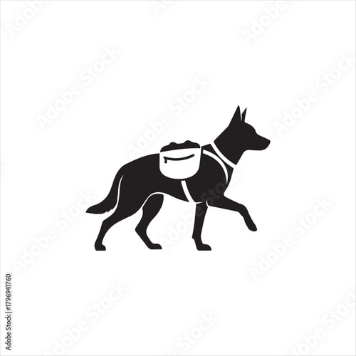 Hiking Dog Silhouette with Backpack Design