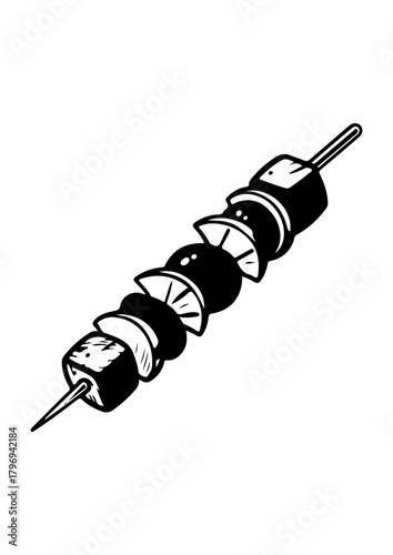 Shish Kebab or Skewer with Meat and Vegetables Icon