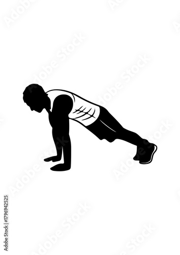 Man in Push-Up or Plank Position Silhouette