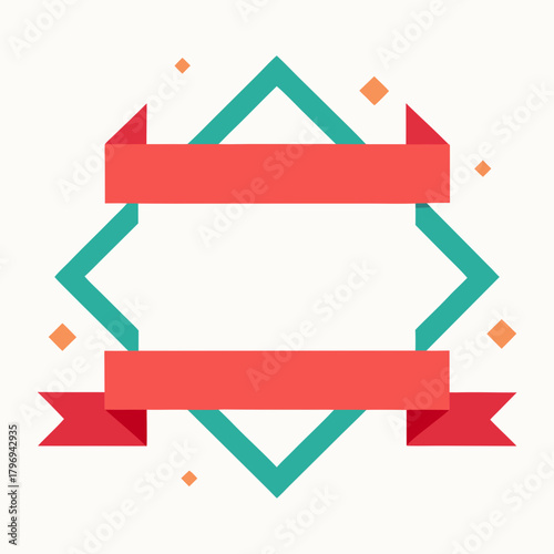 Decorative geometric ribbon banner with diamond shapes