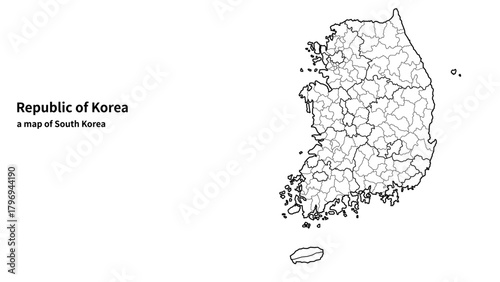 대한민국 시군구 행정구역 상세 지도 벡터 | South Korea Detailed Administrative District Map Vector
