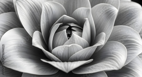 Monochromatic close-up of a blooming flower's petals