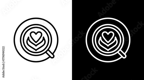 Latte Art  White Icon Set Design