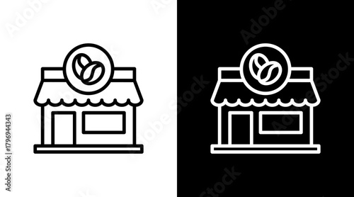 Coffee Shop  White Icon Set Design