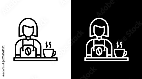 Barista  White Icon Set Design