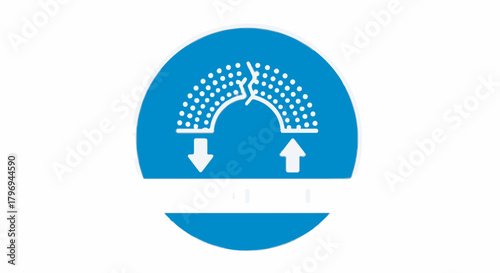Structural failure icon showing crack, vulnerability, and opposing forces for repair or stress