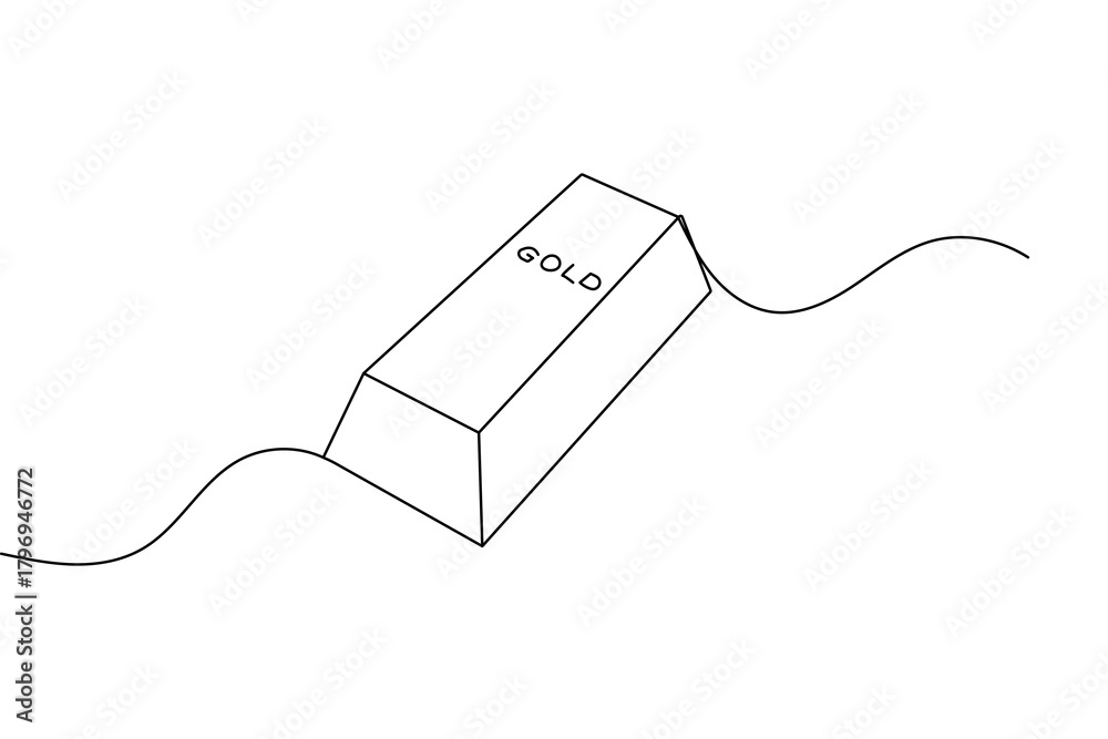 Obraz premium Gold bar elegant continuous one line artwork in modern minimalist outline vector style 