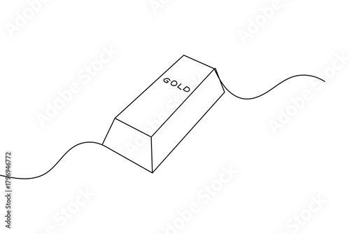 Gold bar elegant continuous one line artwork in modern minimalist outline vector style
