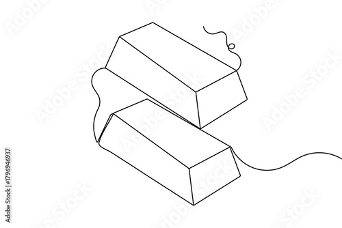 Gold bar elegant continuous one line artwork in modern minimalist outline vector style
