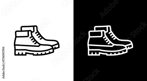 Hiking Boots  White Icon Set Design