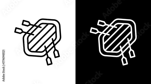 River Raft  White Icon Set Design