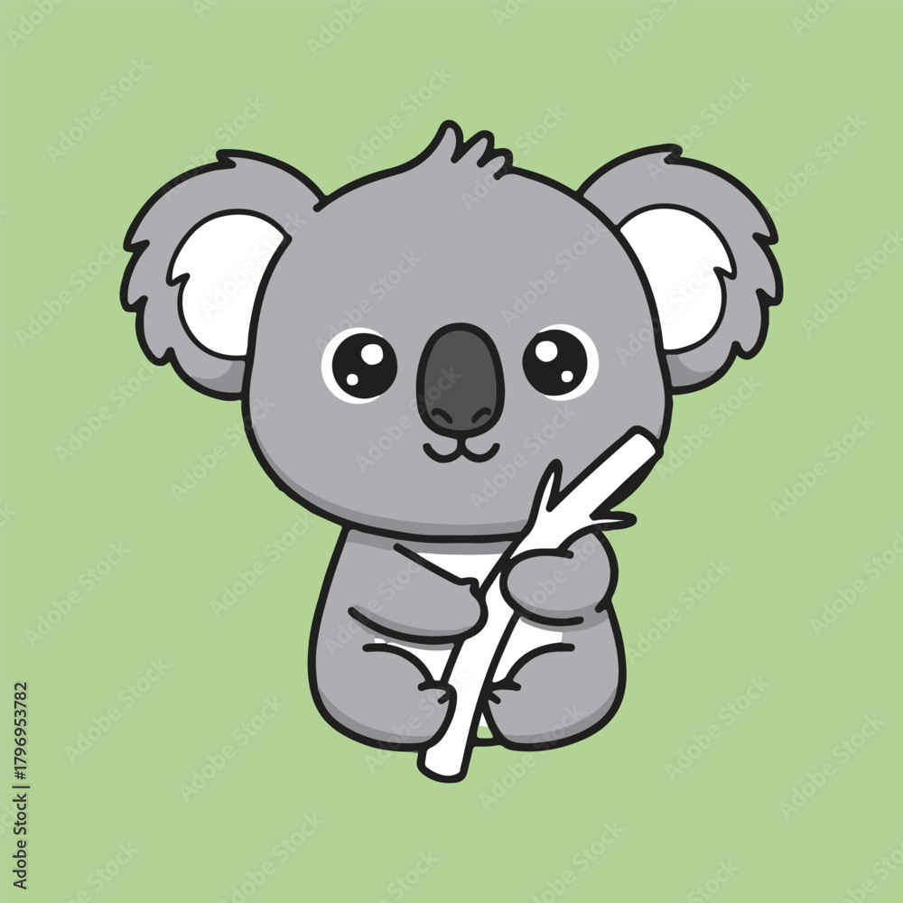 Fototapeta premium Koala on wood green background
