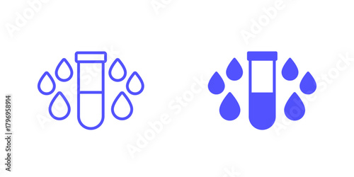 water testing icon with a sample tube, line and solid design