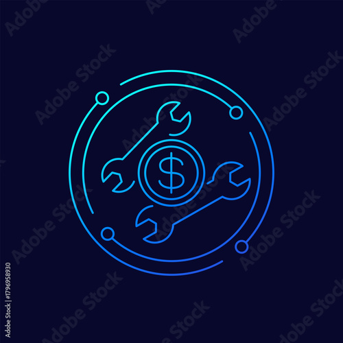 repair cost icon, linear design
