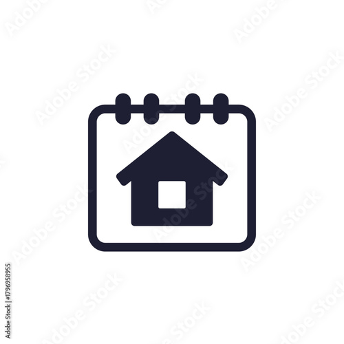 house and calendar icon, long term rental pictogram
