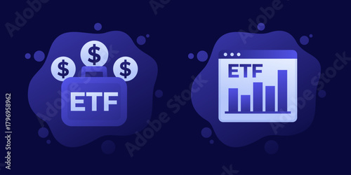 ETF portfolio icon, exchange traded funds, finance and investment vector design