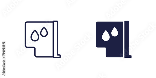 printer cartridge icon on white, line and solid design