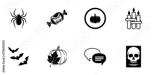 Halloween SVG Icons: Pumpkins, Candies, Skulls, Spiders & Bats