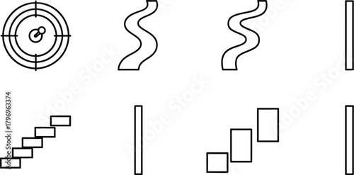 Navigation icons in minimal outline vector style